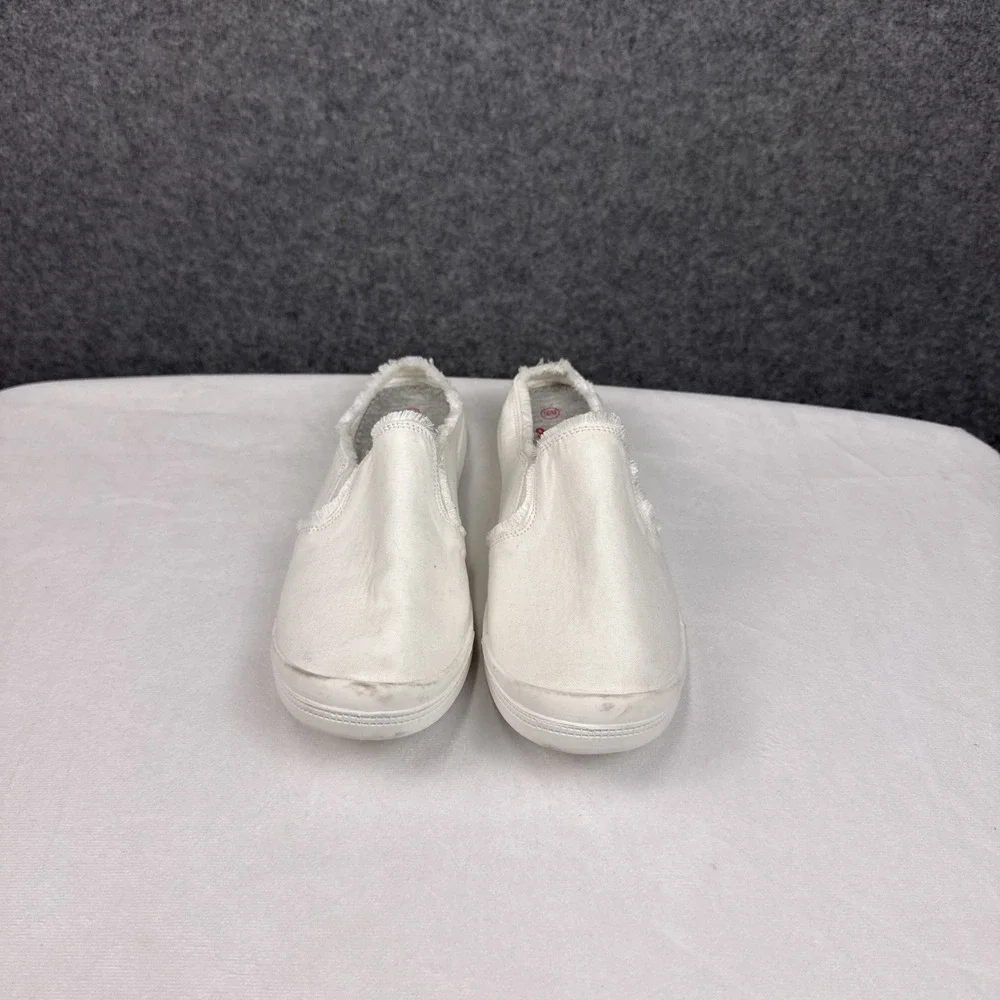 Jellypop Womens White Canvas Slip On Mule Sneakers Frayed Edge Size 10M‎